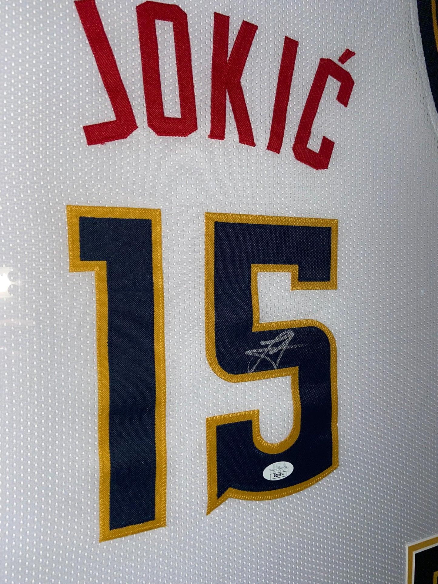 Nikola Jokic Denver Nuggets Autographed Framed Jersey Authenticated by JSA