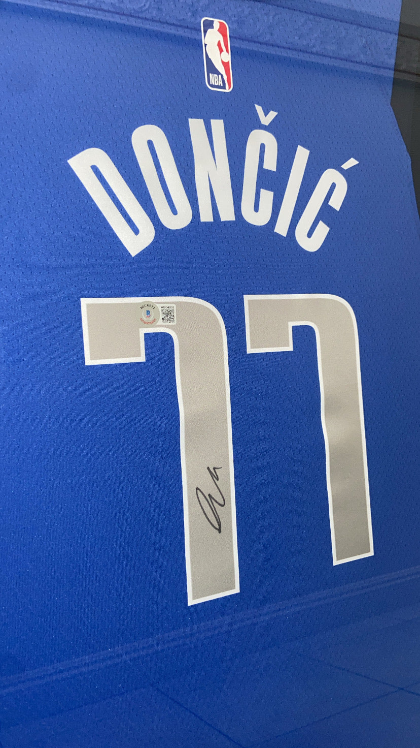 Luka Doncic Dallas Mavericks Autographed Framed Jersey Authenticated by Beckett