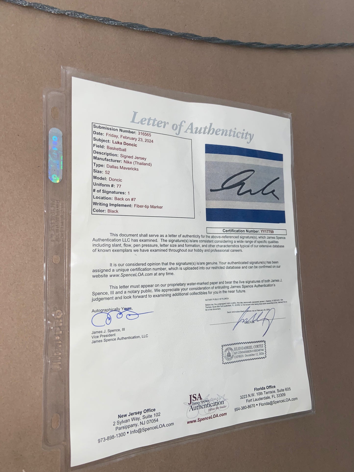 Luka Doncic Dallas Mavericks Autographed Framed Jersey Authenticated by JSA