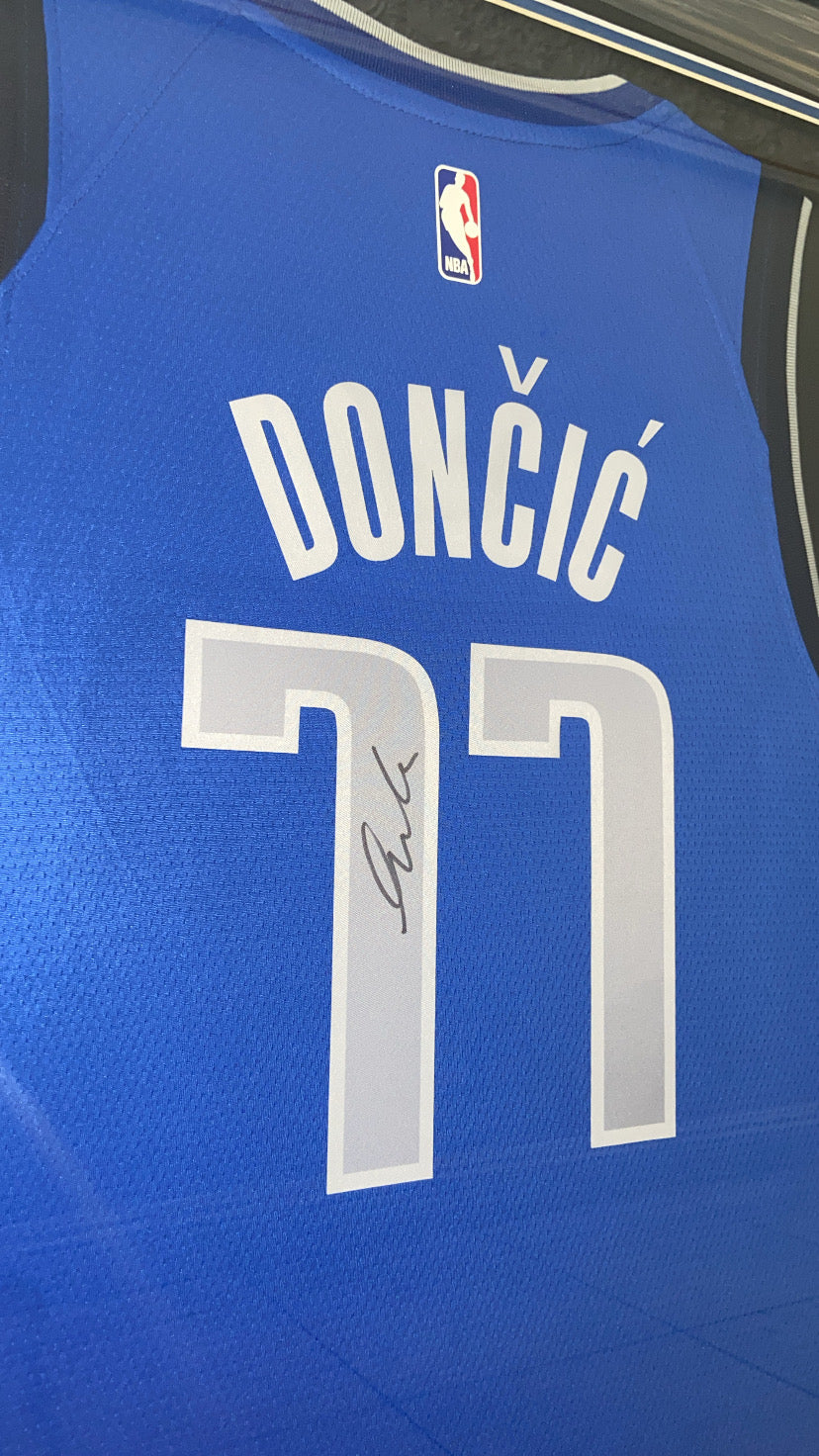 Luka Doncic Dallas Mavericks Autographed Framed Jersey Authenticated by JSA