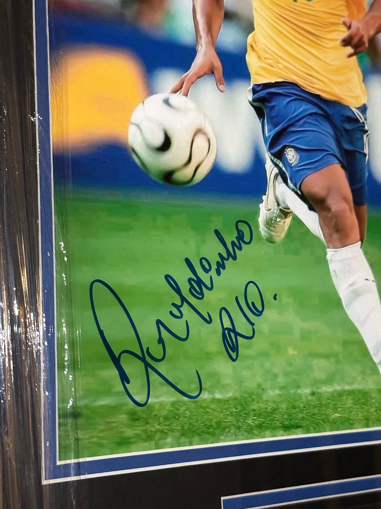 Brazil Ronaldinho Autographed Framed Photo Authenticated by Beckett
