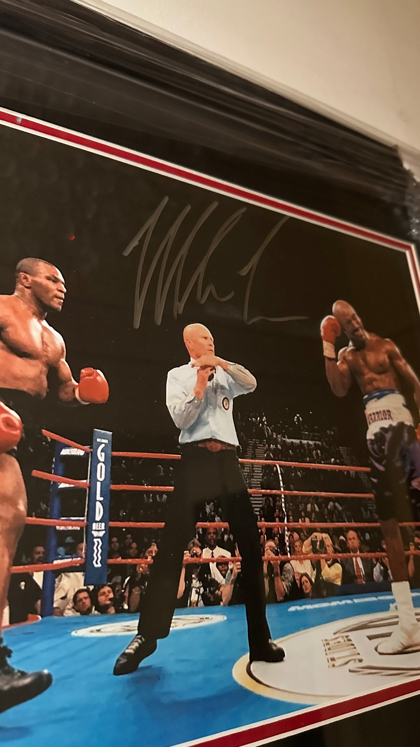 Mike Tyson Autographed Framed Photo Vs. Holyfield Bite Fight Authenticated by Beckett