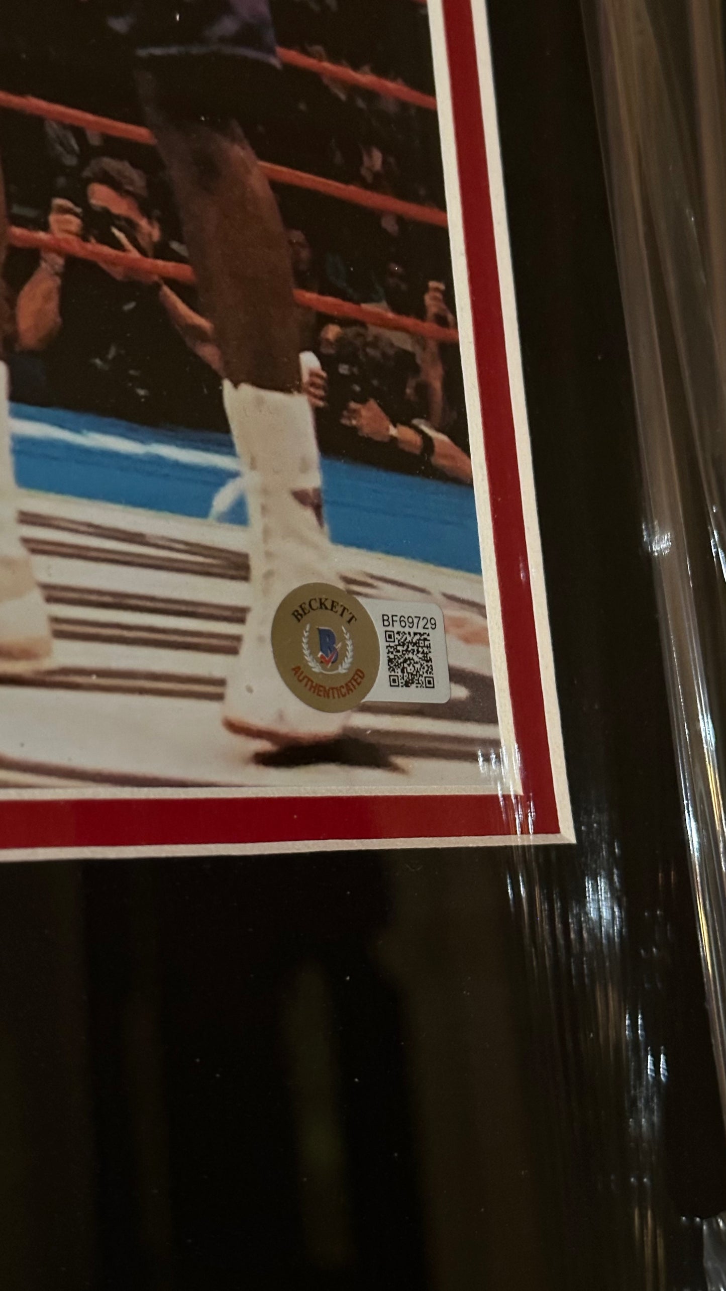 Mike Tyson Autographed Framed Photo Vs. Holyfield Bite Fight Authenticated by Beckett