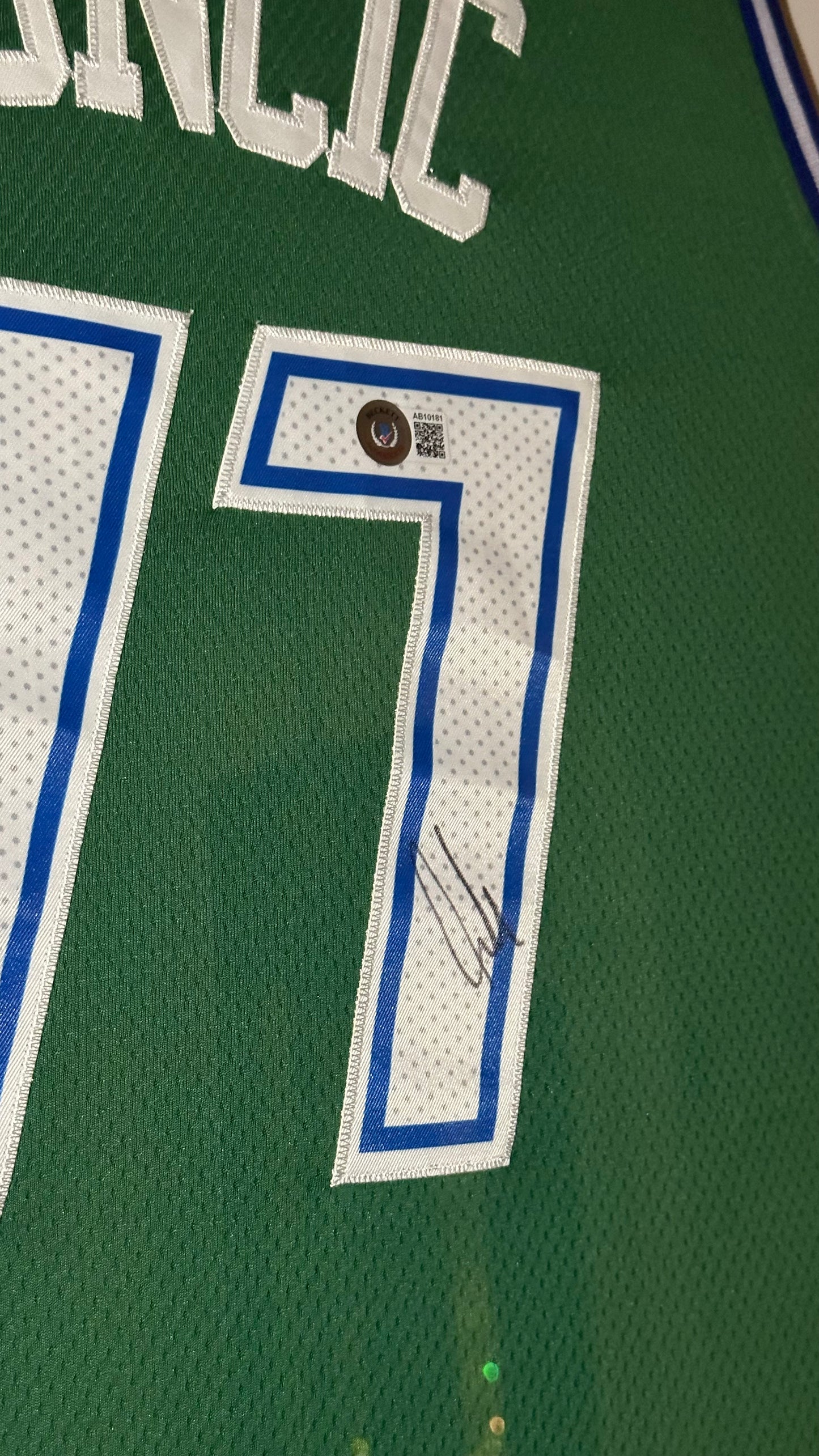 Luka Doncic Dallas Mavericks Autographed Framed Jersey Authenticated by Beckett