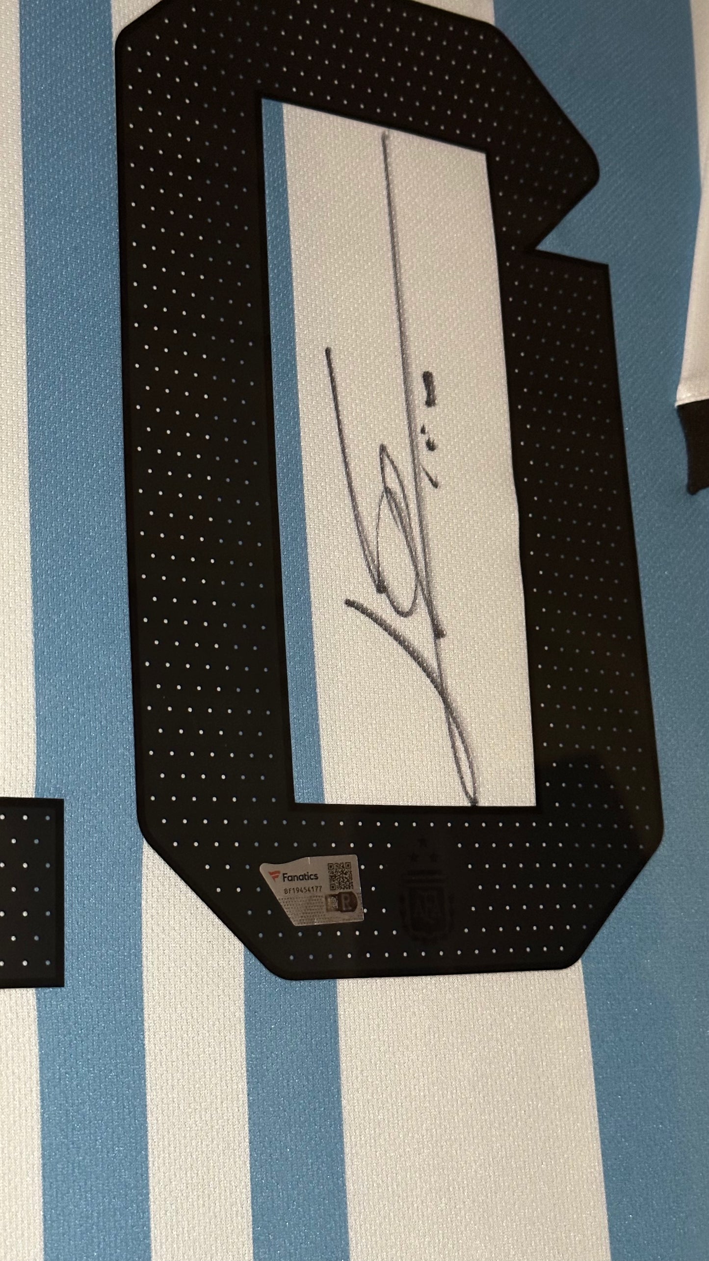 Lionel Messi Autographed Framed Argentina Jersey Authenticated by Fanatics