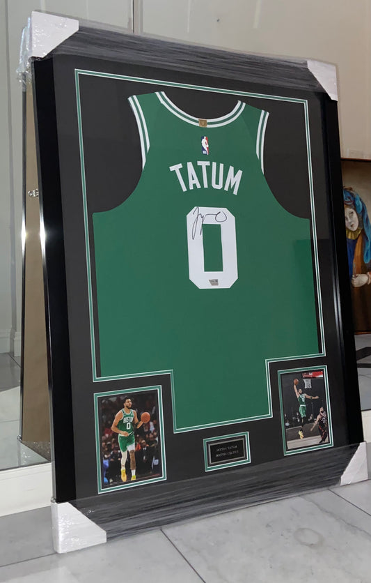Jayson Tatum Autographed Framed Jersey Authenticated by FANATICS