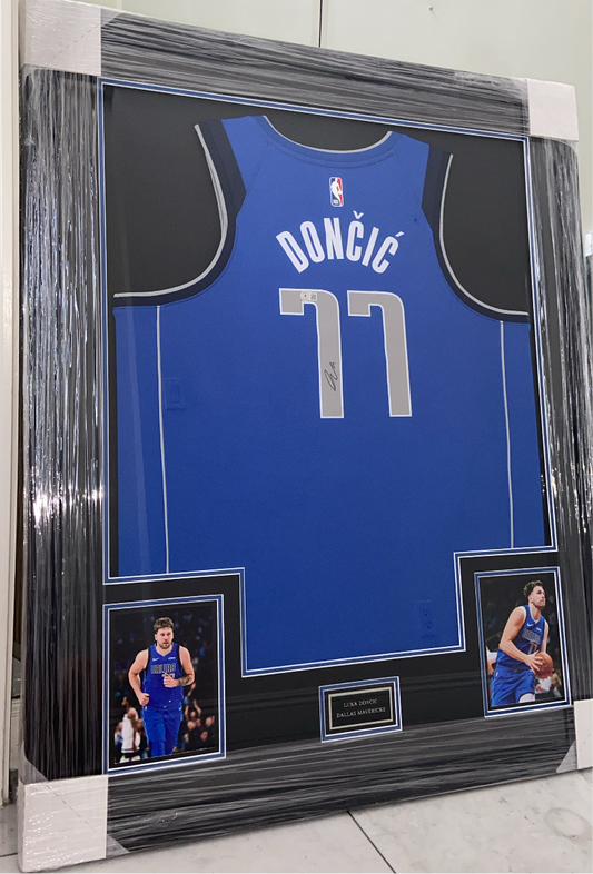 Luka Doncic Dallas Mavericks Autographed Framed Jersey Authenticated by Beckett