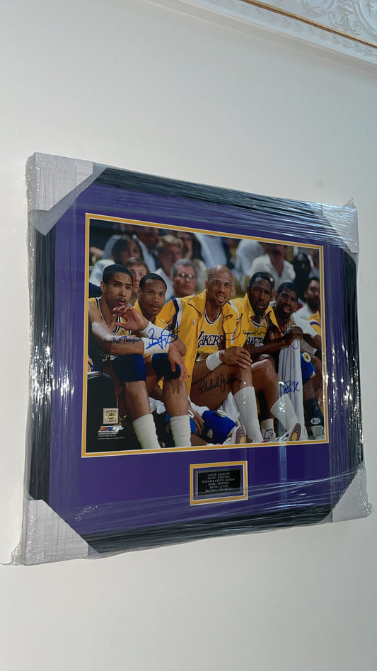 Laker Legends Johnson, Jabbar, Worthy, Scott & Thompson Autographed Photo Authenticated by Beckett