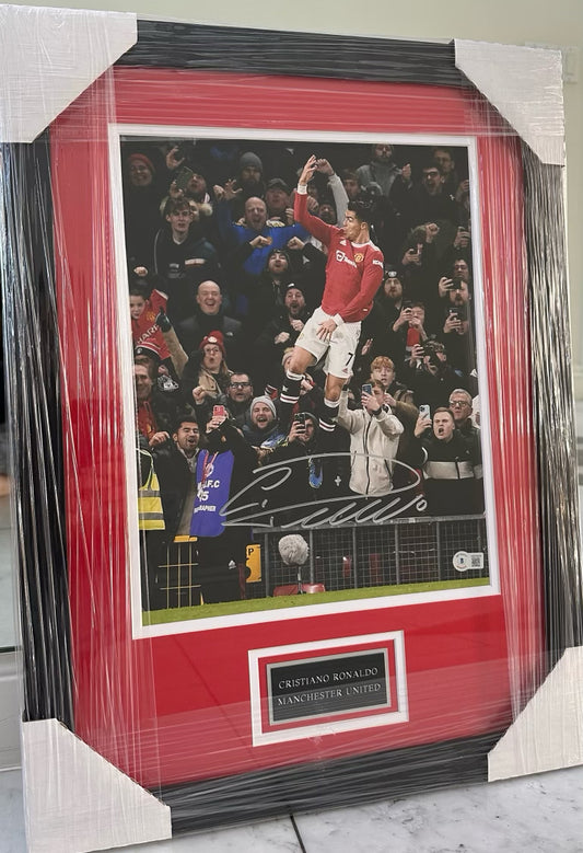Cristiano Ronaldo Manchester United Autographed Framed Photo Authenticated by Beckett