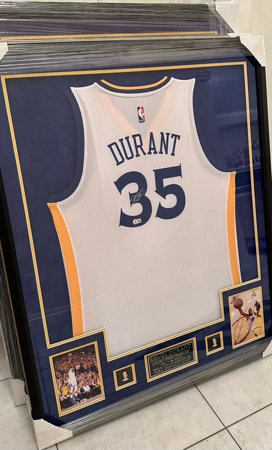 Kevin Durant Autographed Framed Warriors Jersey Authenticated by Beckett