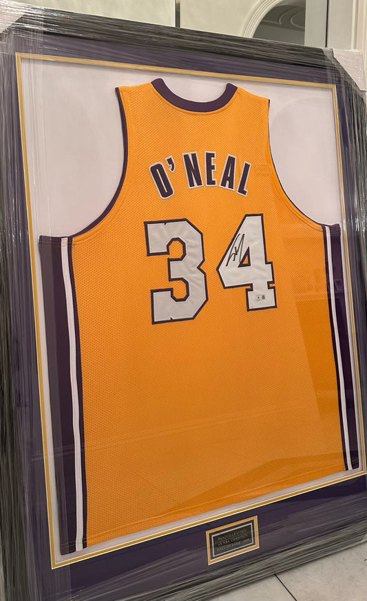 Shaquille O'Neal Framed Autographed Los Angeles Lakers Jersey Authenticated by Beckett